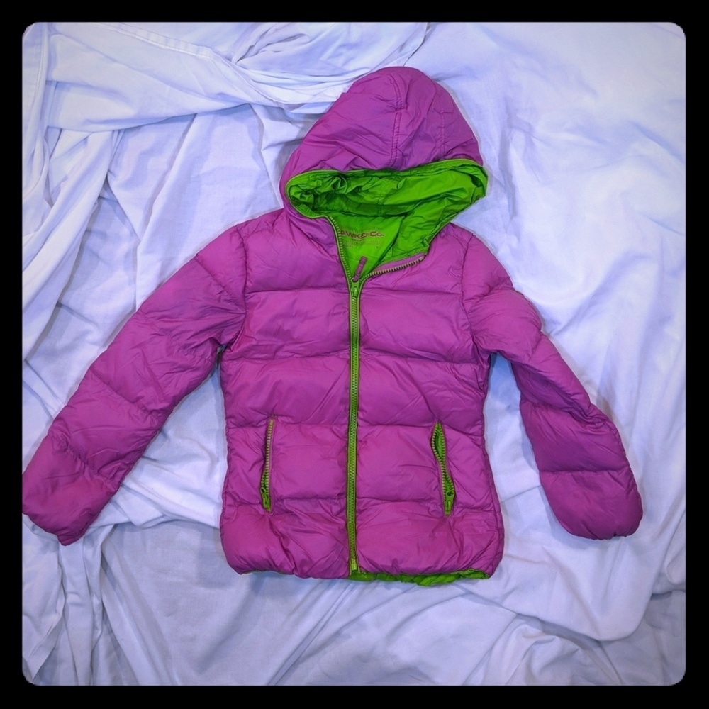 Kids Hawke & Co pink down coat parka 6